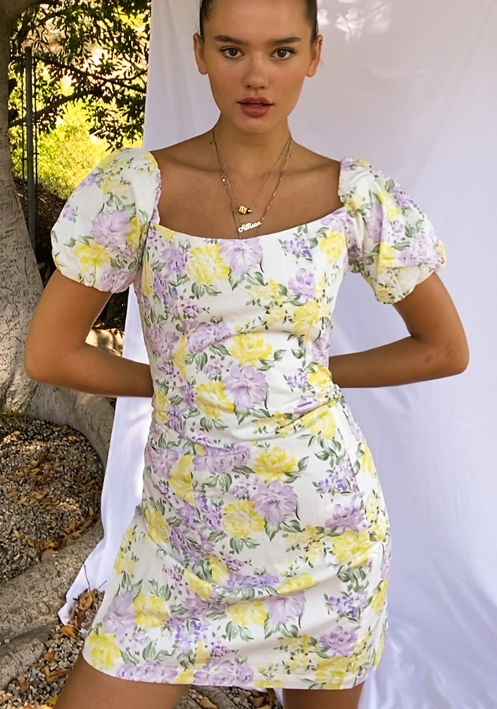 Glamorous Cotton FLORAL SHORT SLEEVE MINI DRESS